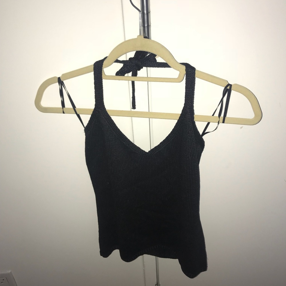 100% silk sweater black halter tank top